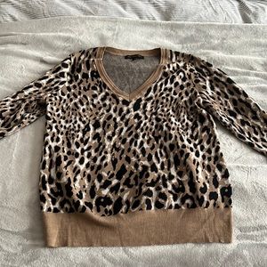 V neck leopard print sweater